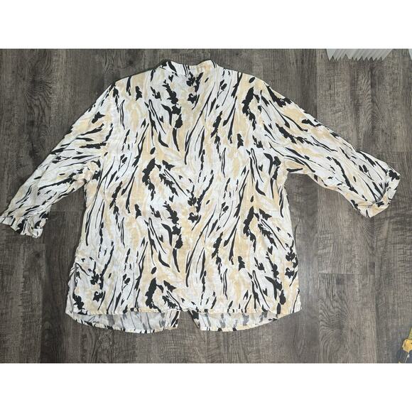 Carole Little Vintage Plus Size 2X 100% Linen Button Up Blouse Animal Print Y2K - Picture 8 of 9